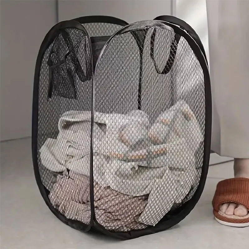 Mesh Pop-up Laundry Basket – Foldable & Large Capacity