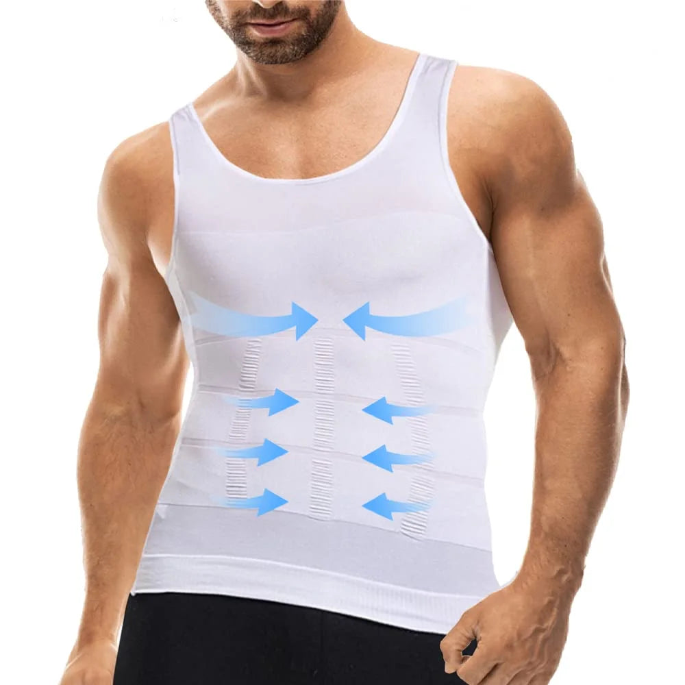 Herren Kompressions-Body Shaper Weste Nahtloses Abnehm-Tanktop Taillentrainer Bauchkontrolle Unterhemd Shapewear Gewichtsverlust Shirt