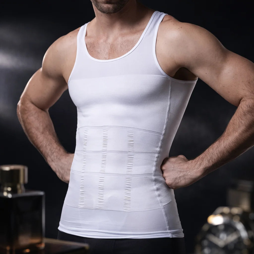 Herren Kompressions-Body Shaper Weste Nahtloses Abnehm-Tanktop Taillentrainer Bauchkontrolle Unterhemd Shapewear Gewichtsverlust Shirt